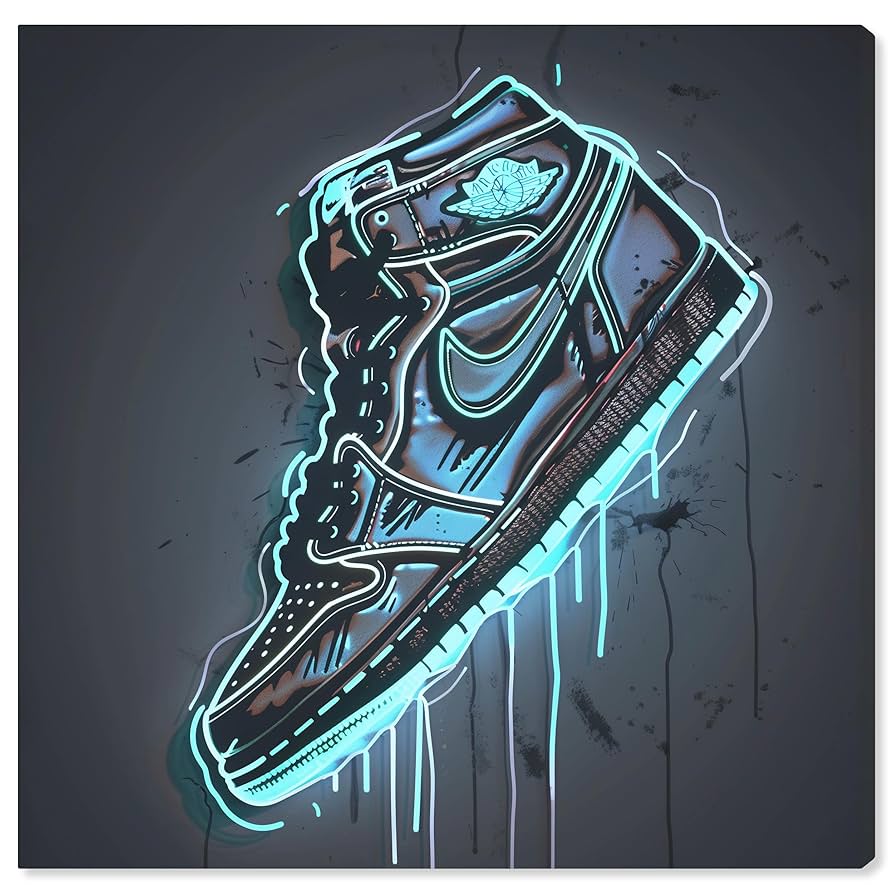 Amazon.com: Notoriart Blue Glow Sneaker Gallery Wrapped